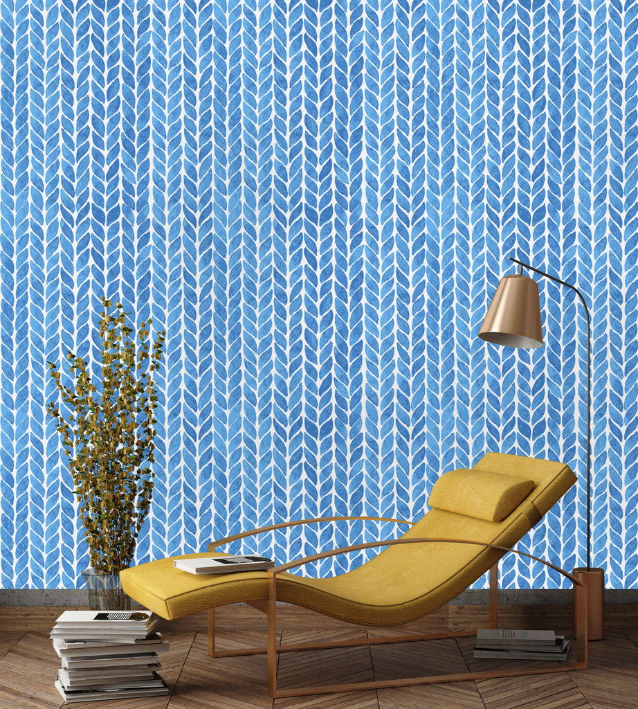 uniQstiQ Geometric Braid Lines in Blue Wallpaper Wallpaper