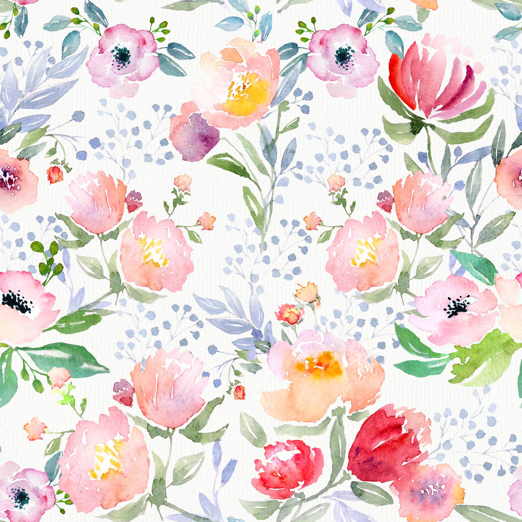 uniQstiQ Floral Bright Flowers Watercolor Style Wallpaper Wallpaper