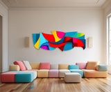 Bright Funky Multicolor Abstract Art, Wall Sculpture Print on Plexiglass Wall Art by Artist: UniQstiQ Vivid and Colourful Wall Decor Printed