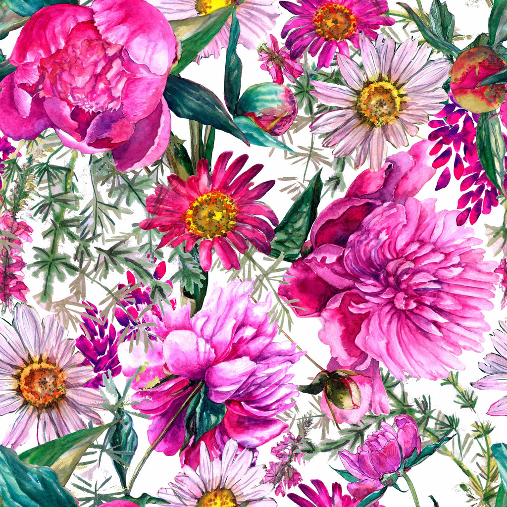 uniQstiQ Murals Bright Pink Floral Wallpaper Mural Wallpaper
