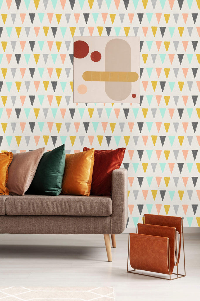 uniQstiQ Geometric Bright Triangle Pattern Wallpaper Wallpaper