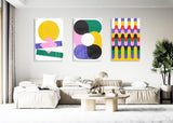 Brightly Geometrical Pattern Set of 3 Prints Modern Wall Art Modern Artwork Image 1