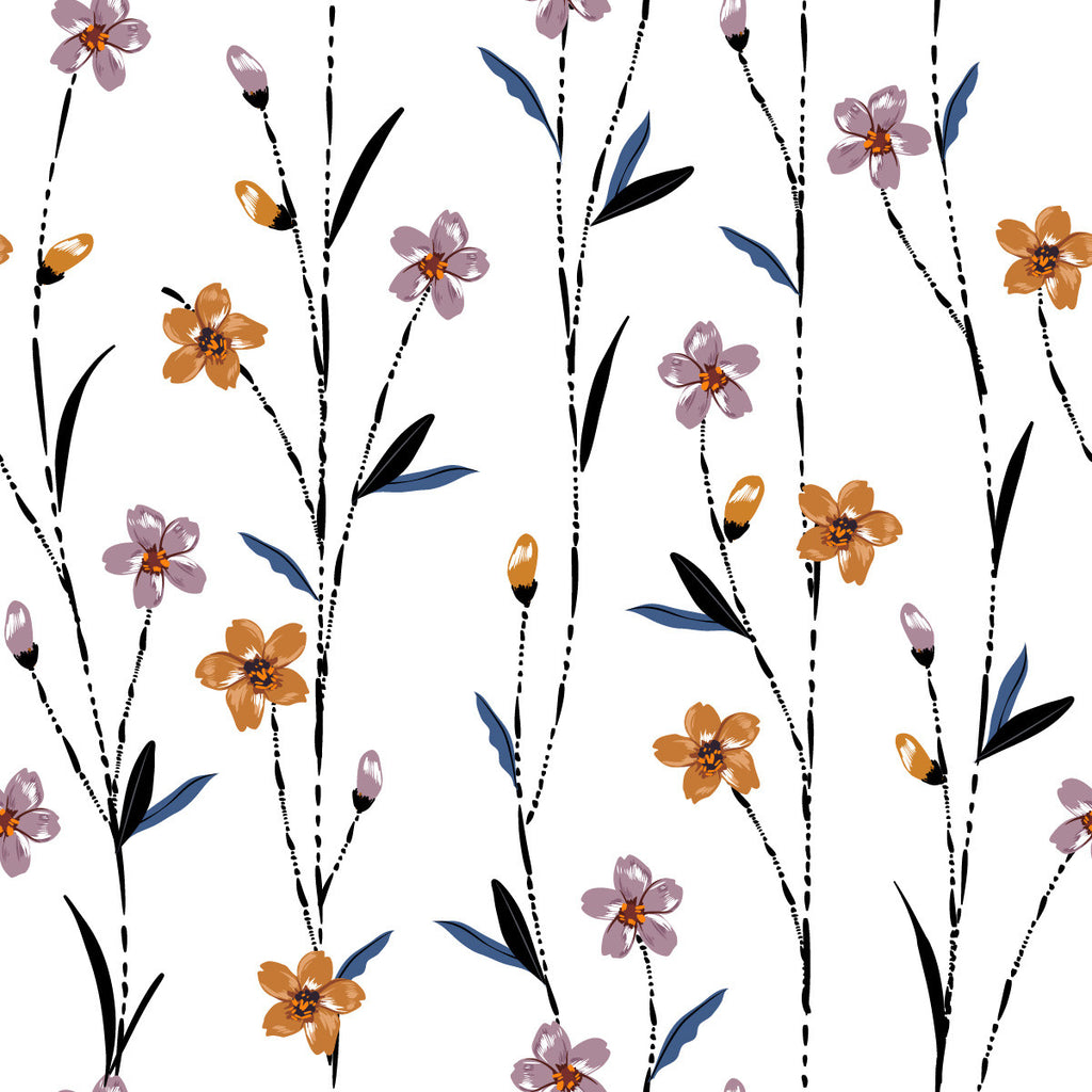 Little Flowers on White Background Wallpaper uniQstiQ Floral