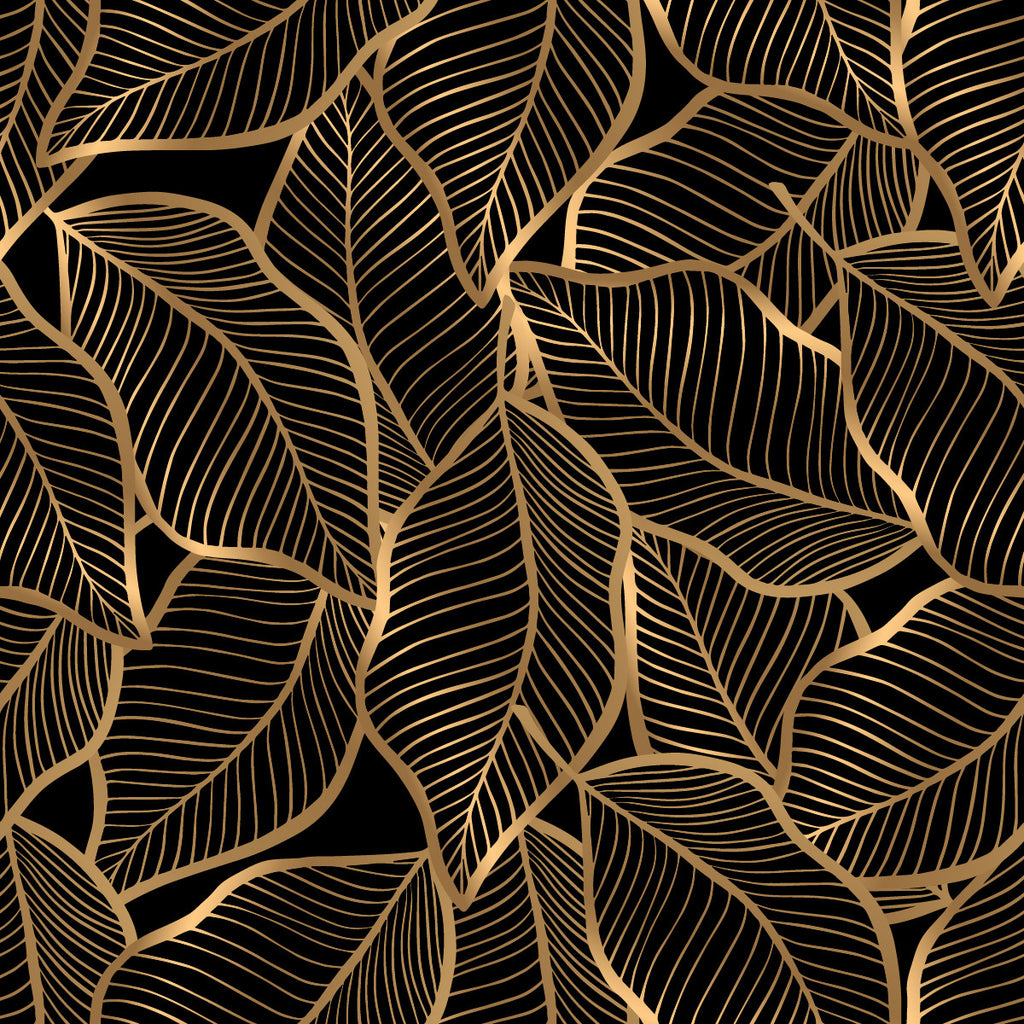 Black Wallpaper with Gold Palm Leaves uniQstiQ Tropical