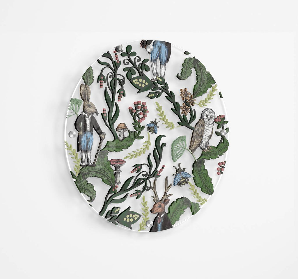 Forest Animals Printed Transparent Acrylic Circle