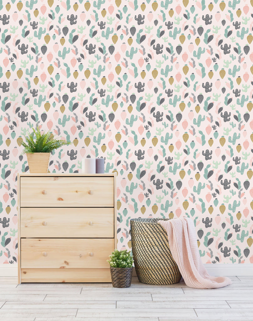 uniQstiQ Tropical Cacti Pattern Wallpaper Wallpaper