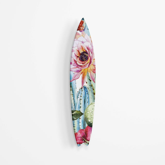 Cactus with Poppy Flowers Acrylic Surfboard Wall Art - uniqstiq