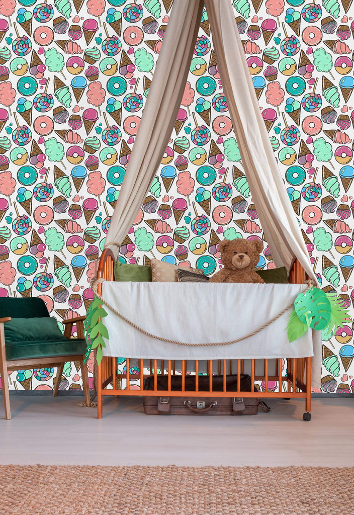 uniQstiQ Kids Candy, Donuts, and Sweet Ice Cream Wallpaper Wallpaper