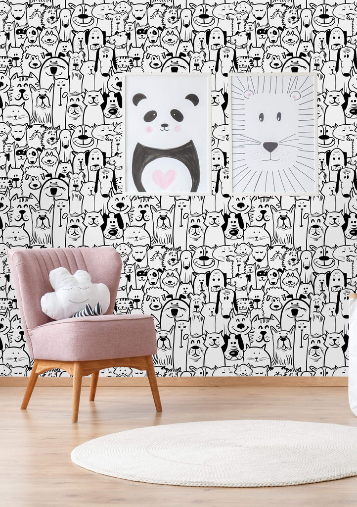 uniQstiQ Kids Cats with Dogs Wallpaper Wallpaper