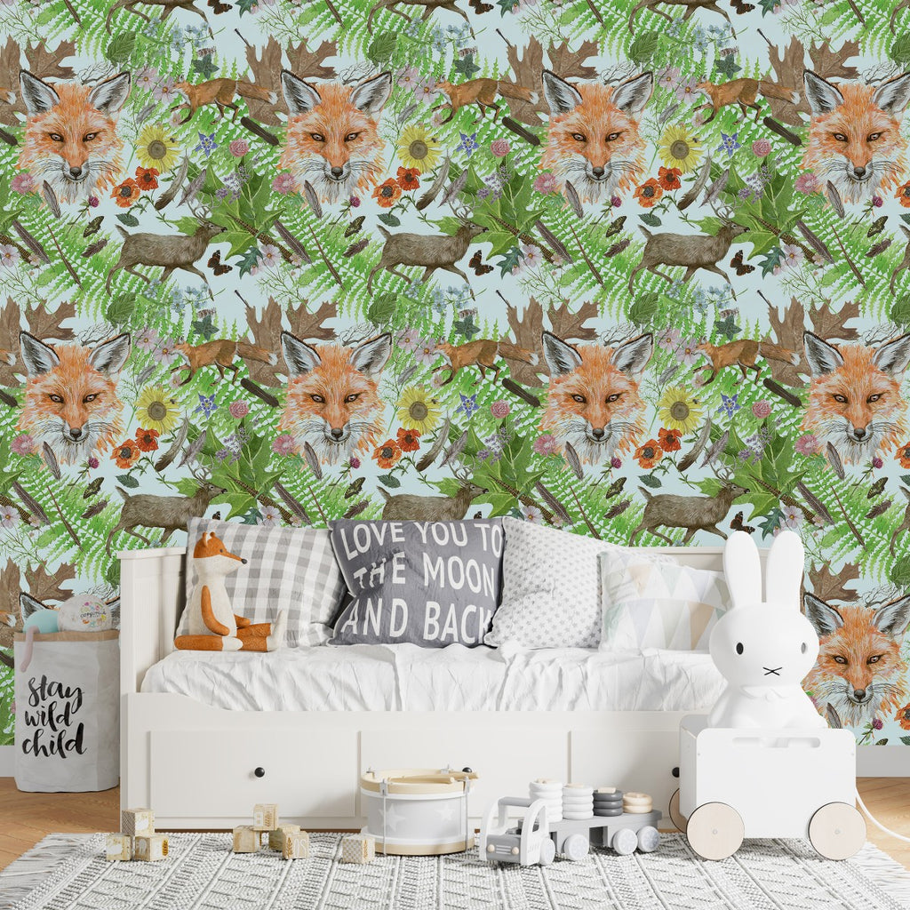 Foxes Pattern Wallpaper  uniQstiQ Kids