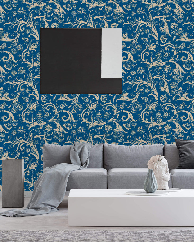 uniQstiQ Floral China Blue Flower Pattern Wallpaper Wallpaper