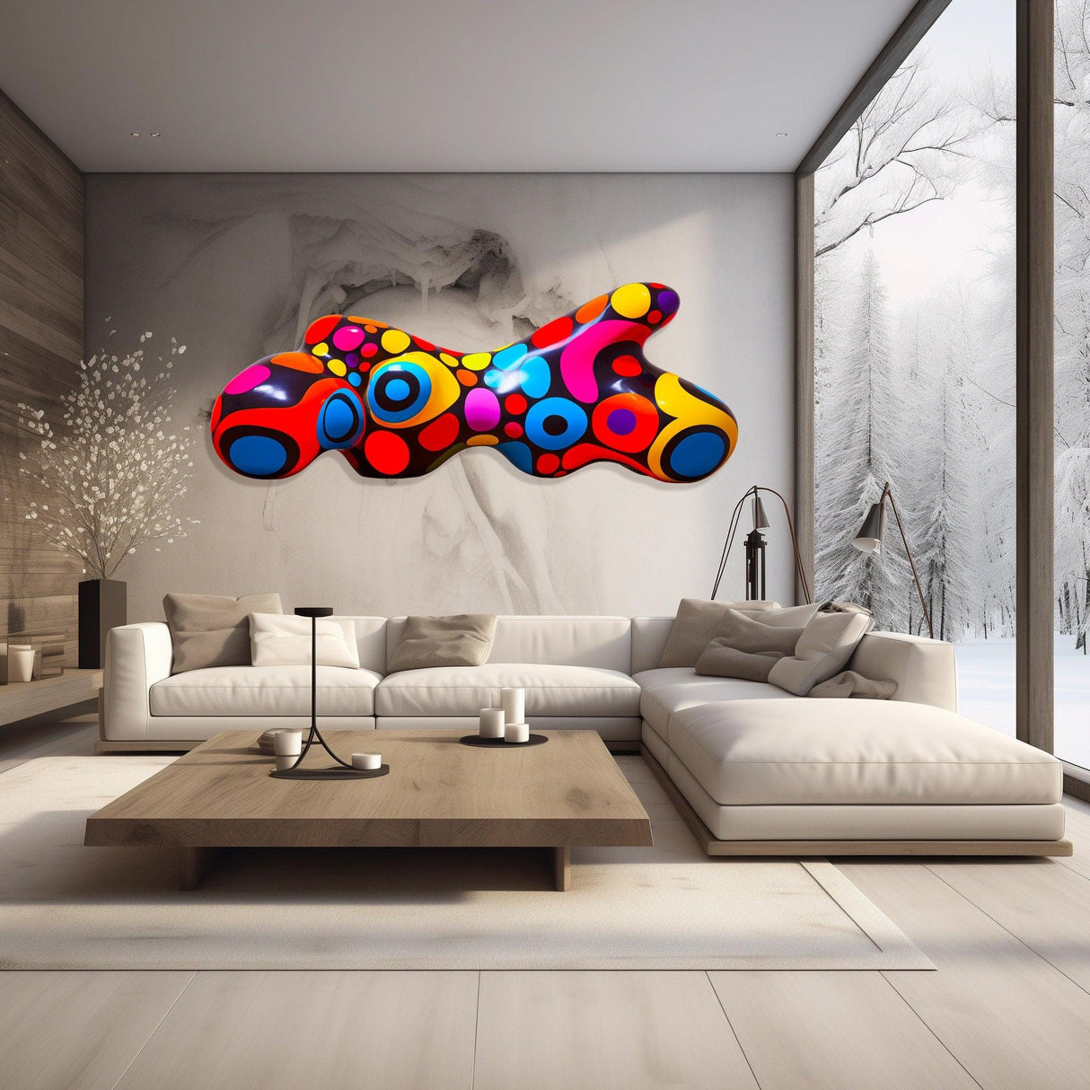 Colorful Multicolor Abstract Pop Art Wall Sculpture Print on Plexiglass Wall Art by Artist: UniQstiQ Mid Century Modern Funky Wall Art Printed
