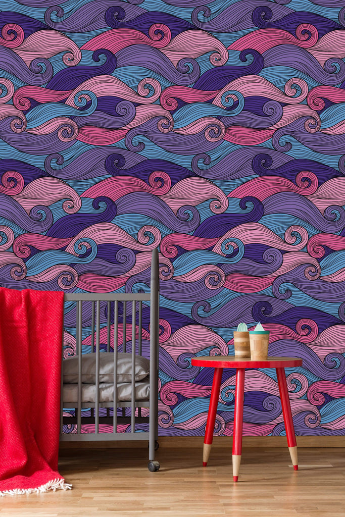 uniQstiQ Kids Colorful Waves Wallpaper Wallpaper