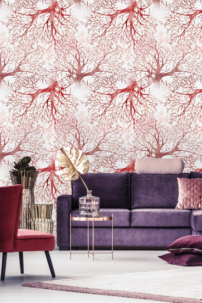 uniQstiQ Botanical Coral Tree Wallpaper Wallpaper