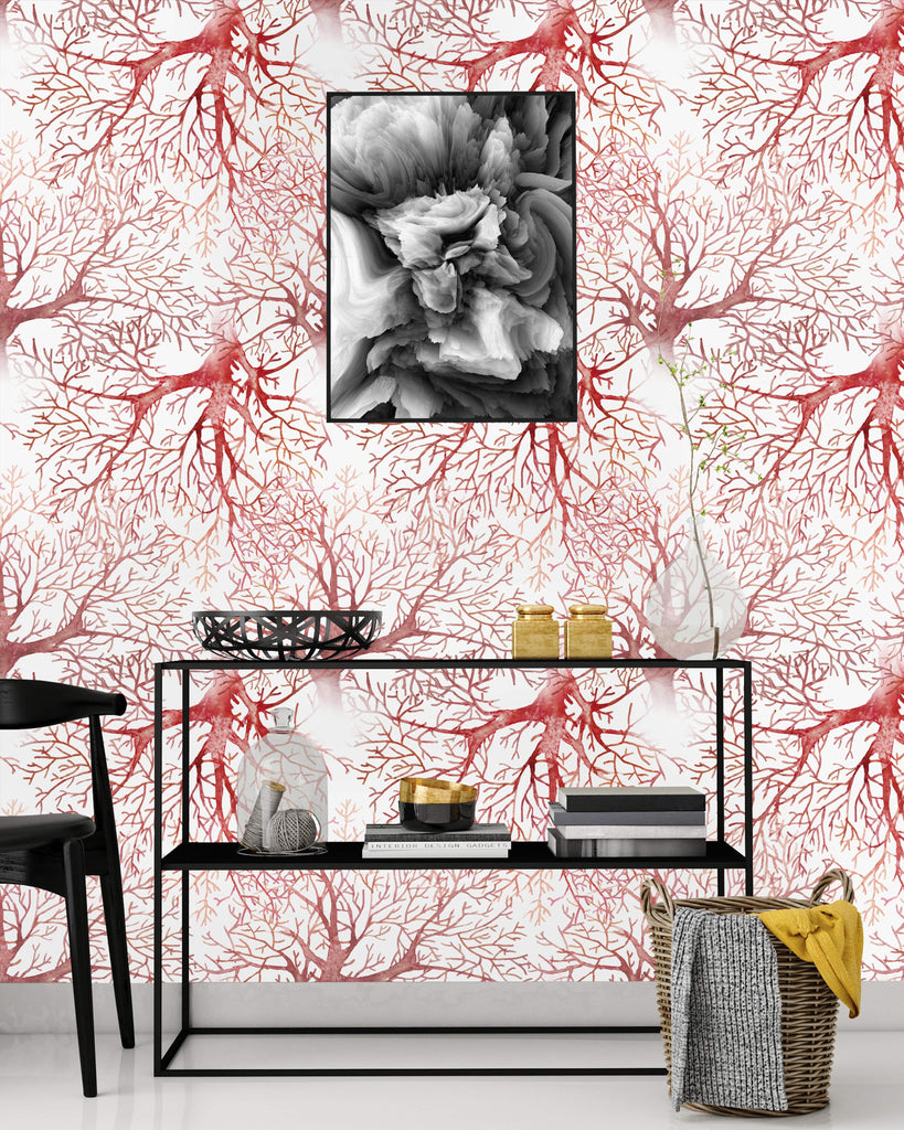 uniQstiQ Botanical Coral Tree Wallpaper Wallpaper