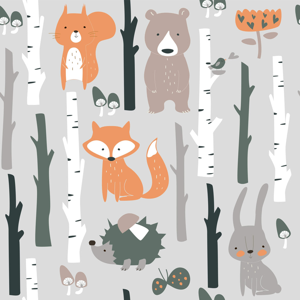 uniQstiQ Kids Cute Fox and Bunnies Wallpaper Wallpaper