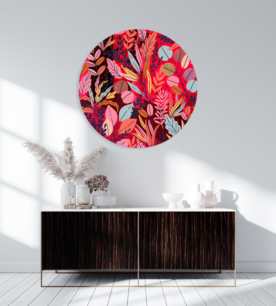 Autumn Leaves Mirrored Acrylic Circles Contemporary Home DǸcor Printed acrylic 