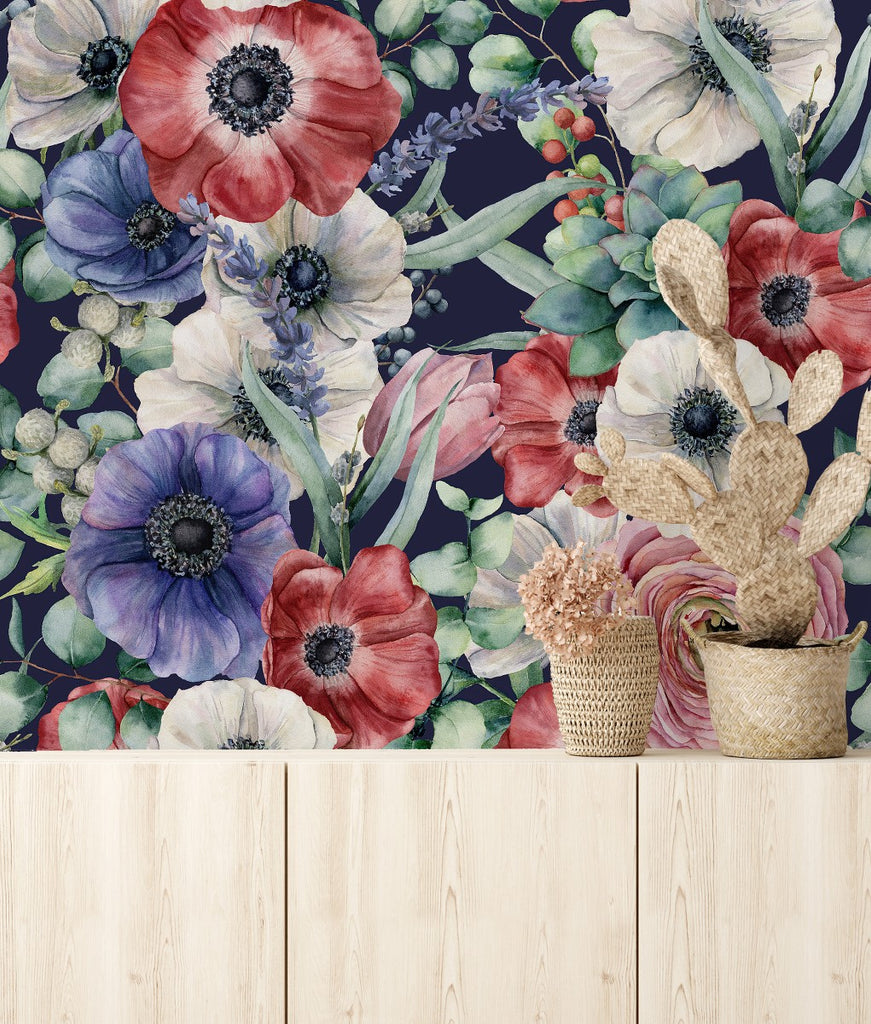 Multicolored Poppies Wallpaper