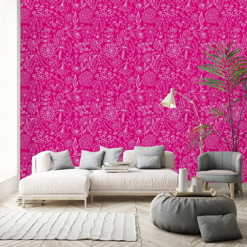 Brightly Pink Floral Wallpaper uniQstiQ Floral
