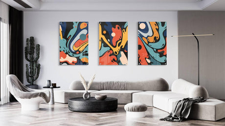 Dark Abstract Art Set of 3 Prints Modern Wall Art Modern Artwork Image 1