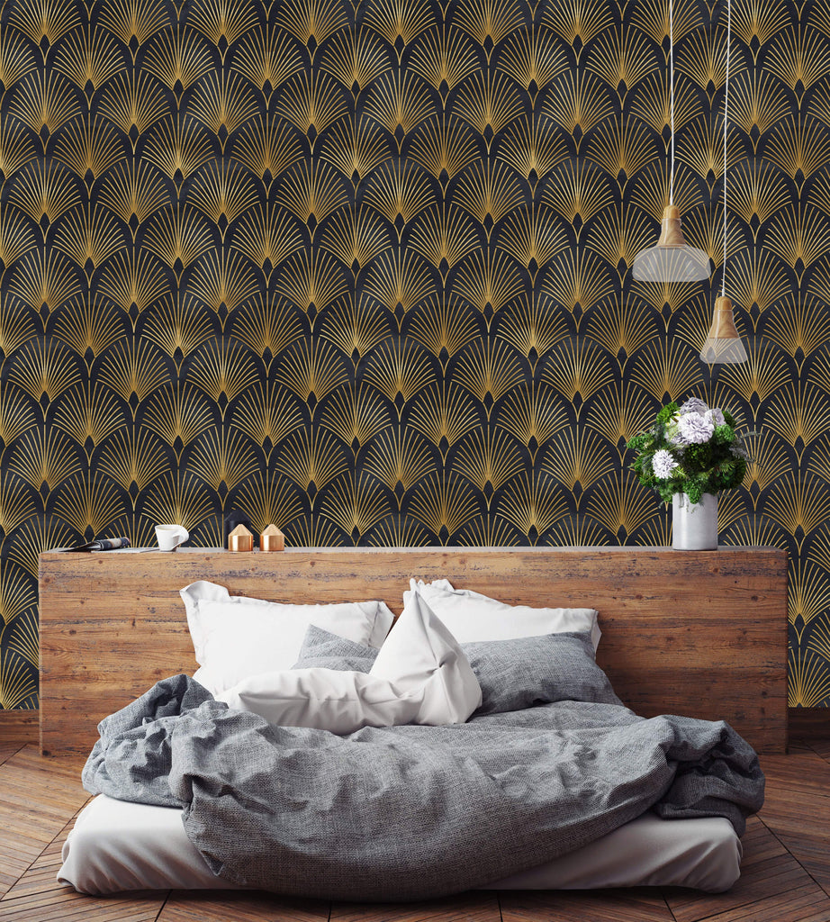 uniQstiQ Geometric Dark Art Deco Wallpaper Wallpaper