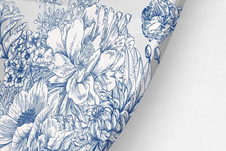 Dark Blue Flowers Printed Transparent Acrylic Circle - uniqstiq