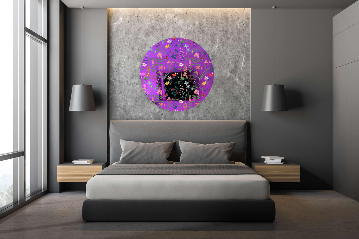 Dark Fields Flowers Mirrored Acrylic Circles Contemporary Home DǸcor Printed acrylic 