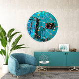 Dark Fields Flowers Mirrored Acrylic Circles Contemporary Home DǸcor Printed acrylic 