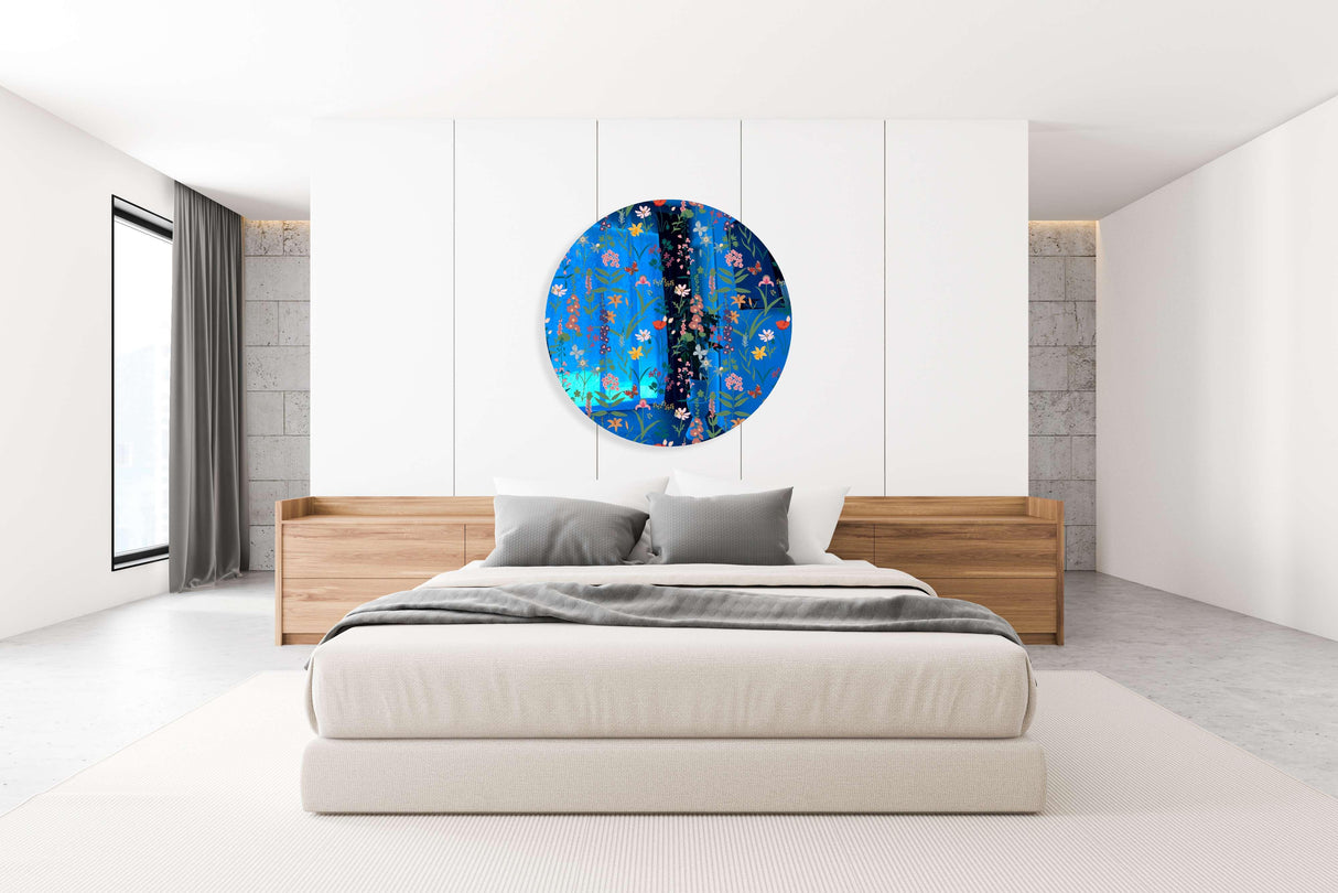 Dark Fields Flowers Mirrored Acrylic Circles Contemporary Home DǸcor Printed acrylic 