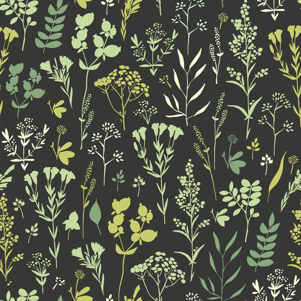 uniQstiQ Botanical Dark Green Herbs Wallpaper Wallpaper
