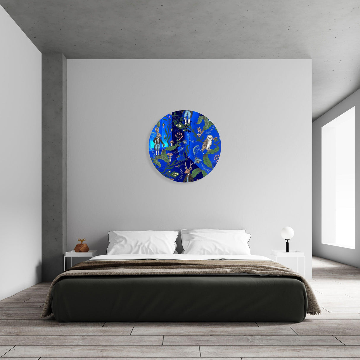 Dark Woodland Animals Mirrored Acrylic Circles Contemporary Home DǸcor Printed acrylic 