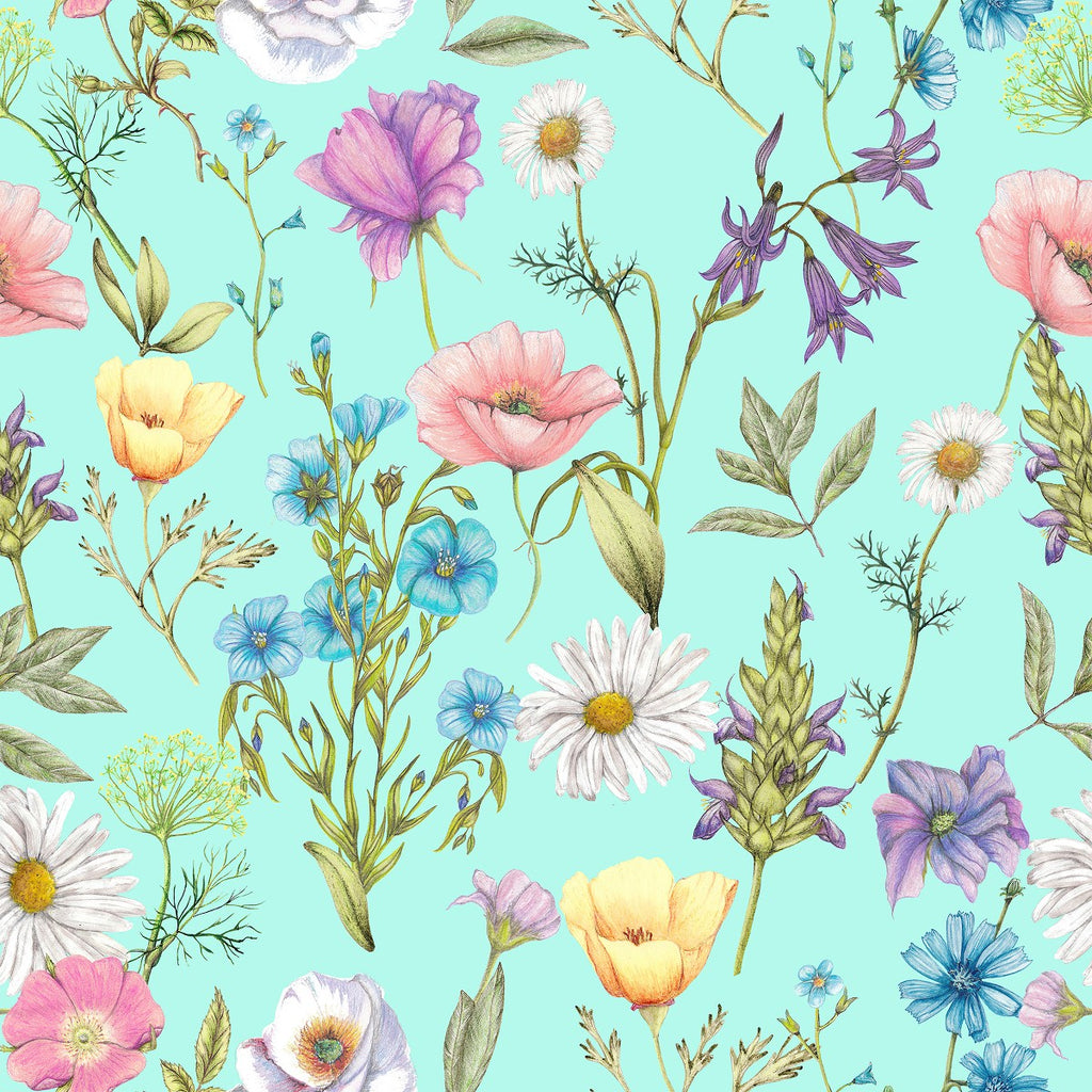 Tiffany Color Wallpaper with Flowers  uniQstiQ Floral