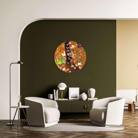 Doves and Flowers Mirrored Acrylic Circles Contemporary Home DǸcor Printed acrylic 