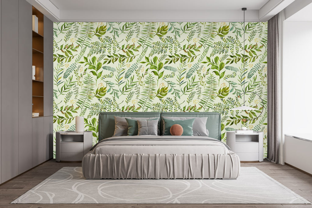 Green Wallpaper with Plants  uniQstiQ Botanical