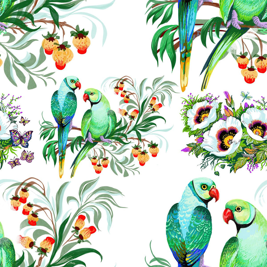 Parrots and Berries Wallpaper  uniQstiQ Tropical