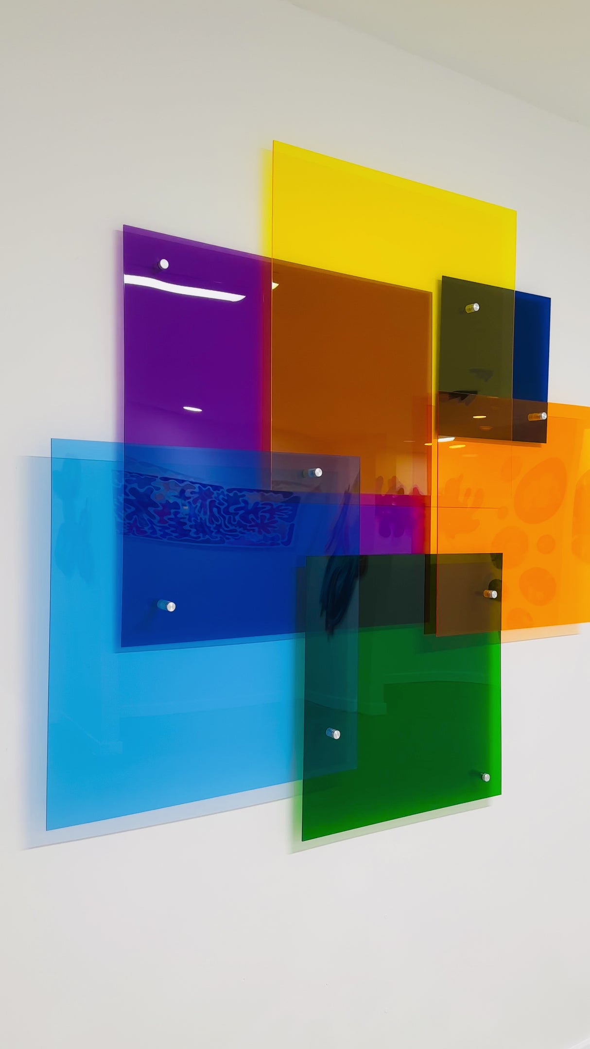 Oversized Multicolor Squares Transparent Acrylic Art 3D Wall Art