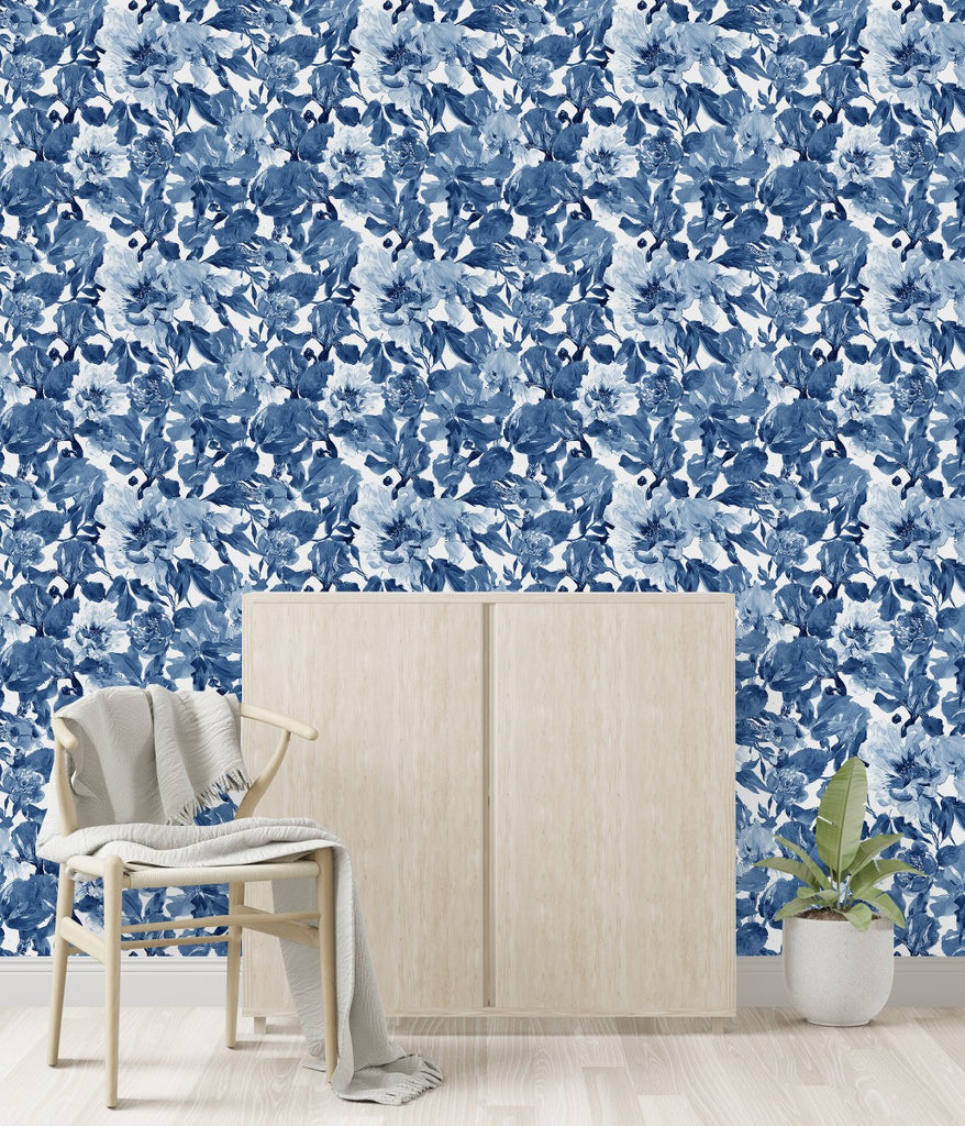 Dark Blue Floral Wallpaper uniQstiQ Floral