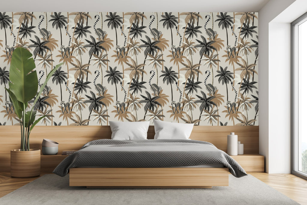 Palms and Lemurs Wallpaper uniQstiQ Tropical