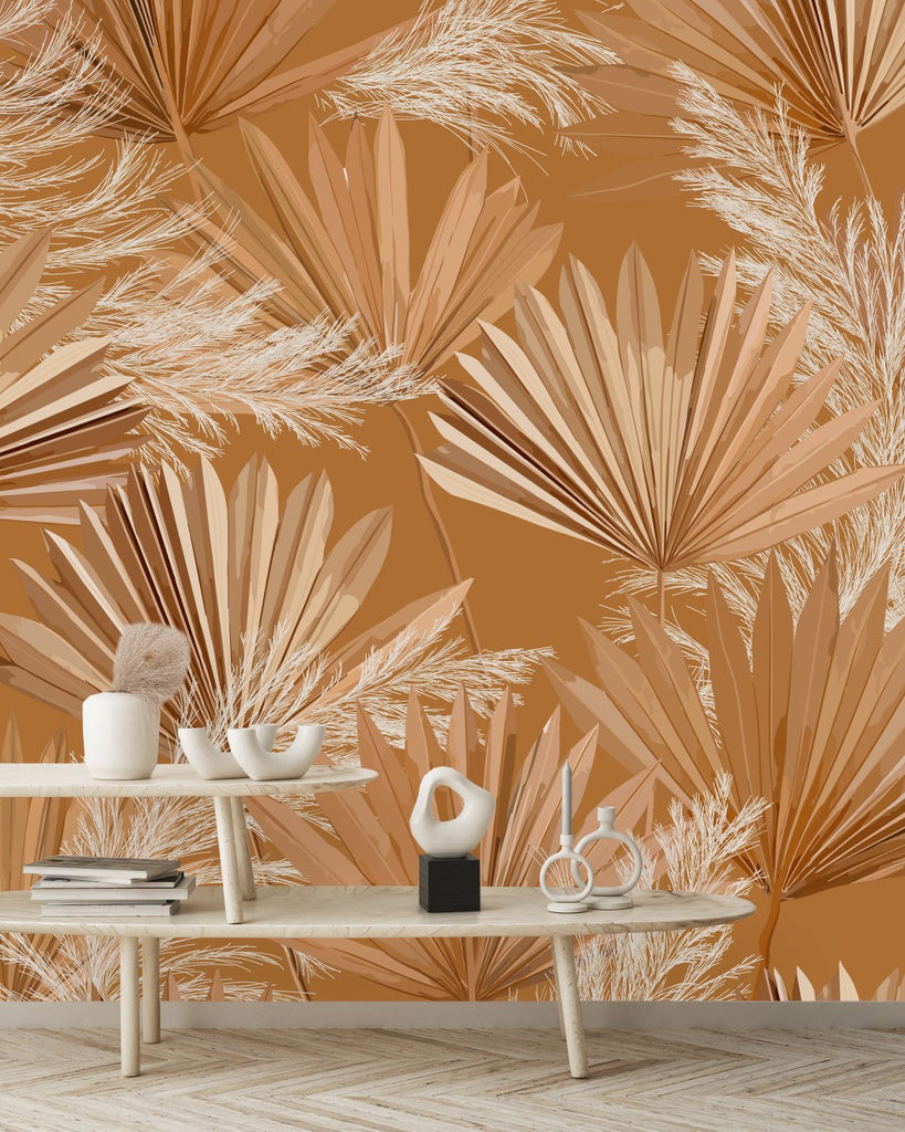 Beige Dried Plants Wallpaper uniQstiQ Murals