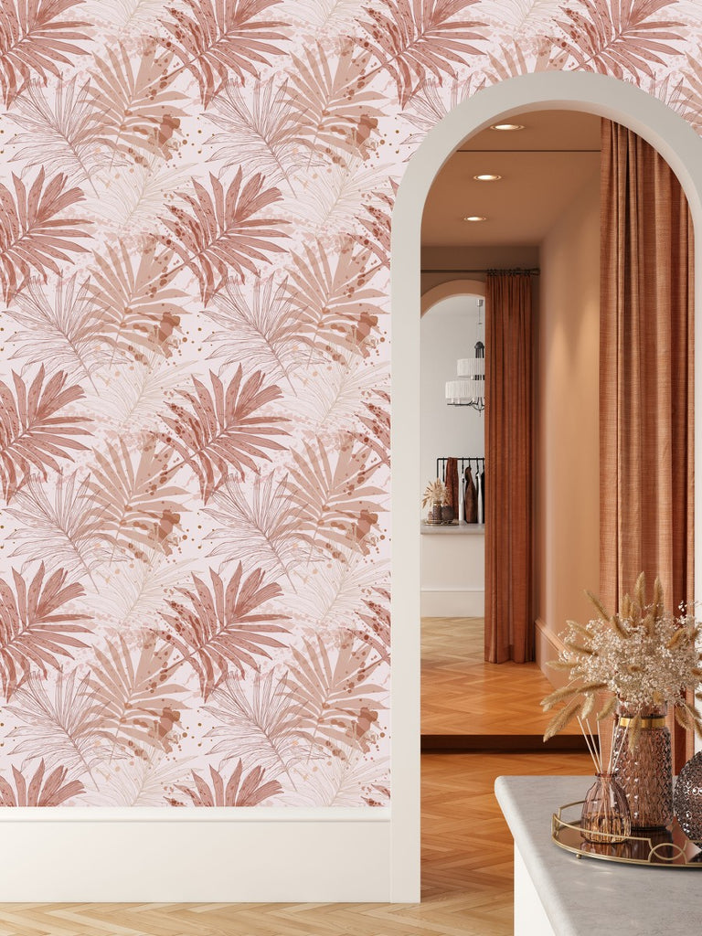 Beige Palm Leaves Wallpaper uniQstiQ Tropical