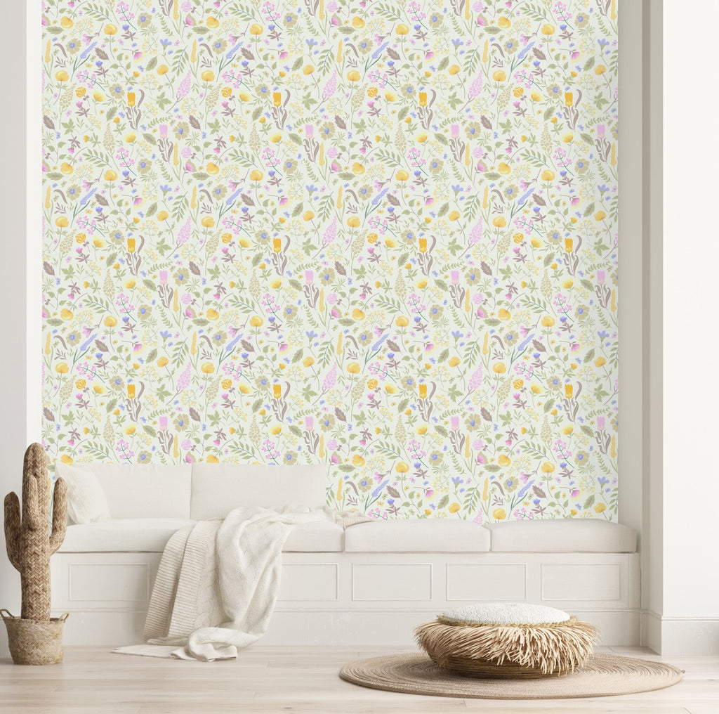 Yellow and Pink Flowers Wallpaper uniQstiQ Floral