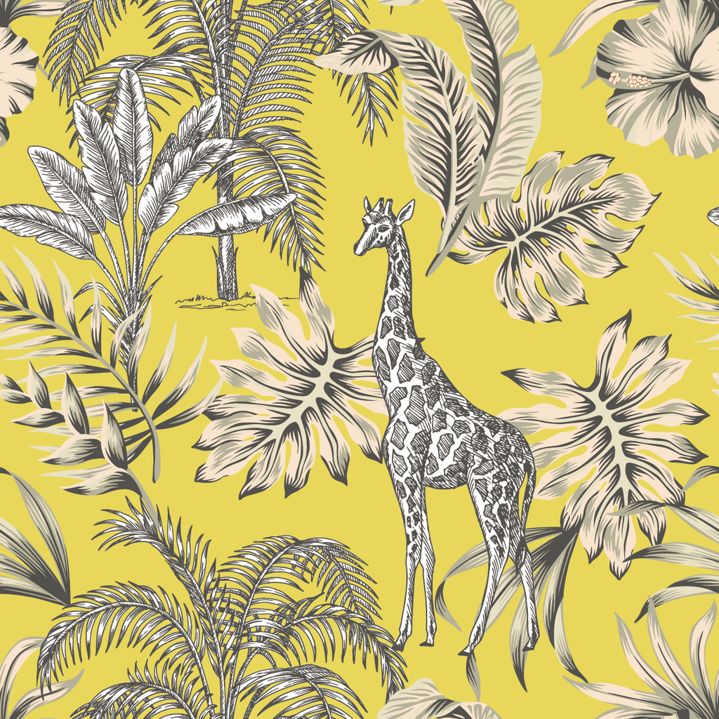 Giraffe on Yellow Wallpaper uniQstiQ Kids