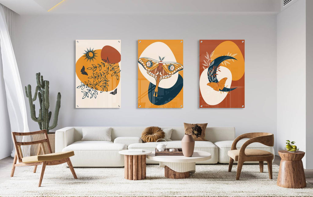 Boho Style Set of 3 Prints Modern Wall Art Modern Artwork Image 2