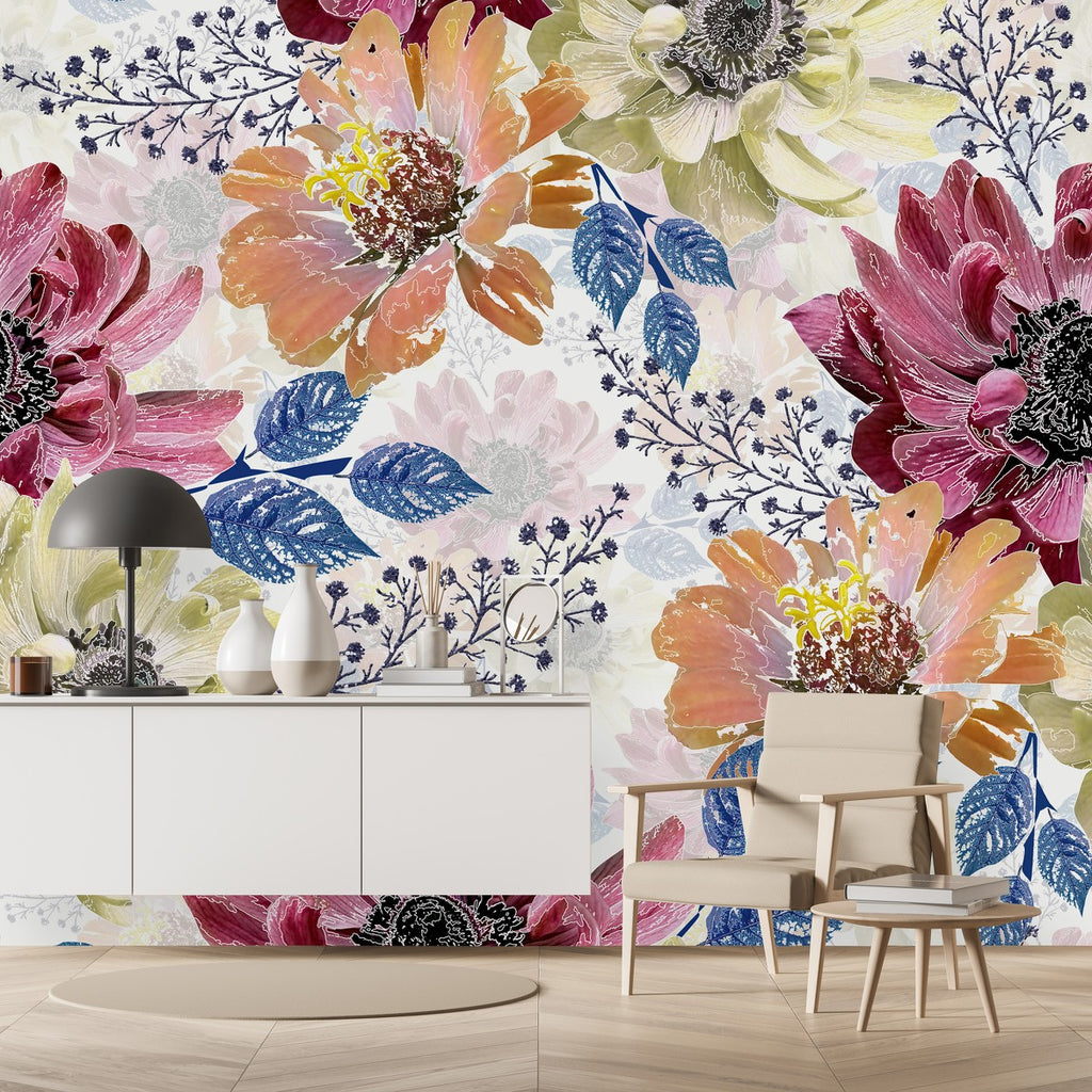 Large Flowers Wallpaper  uniQstiQ Murals