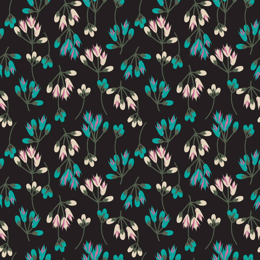 Dark Wallpaper with Little Flowers uniQstiQ Floral