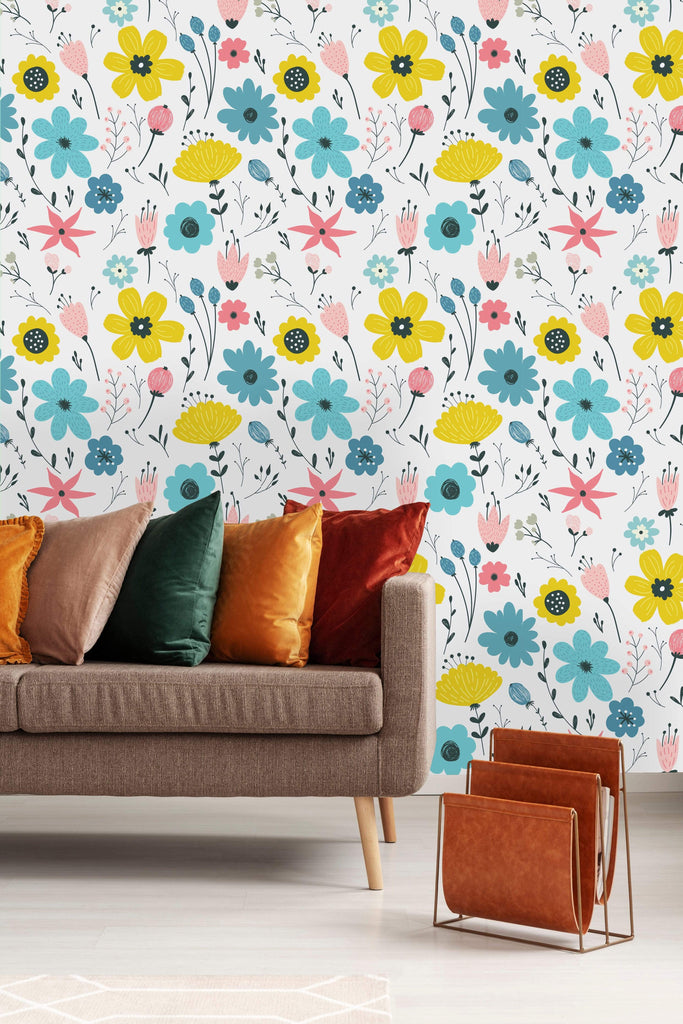 uniQstiQ Floral Field Colorful Flowers Wallpaper Wallpaper