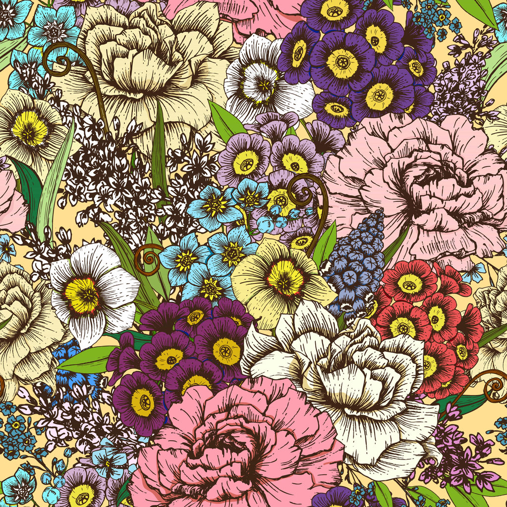 uniQstiQ Floral Floral Pattern of Peony Flowers Wallpaper Wallpaper