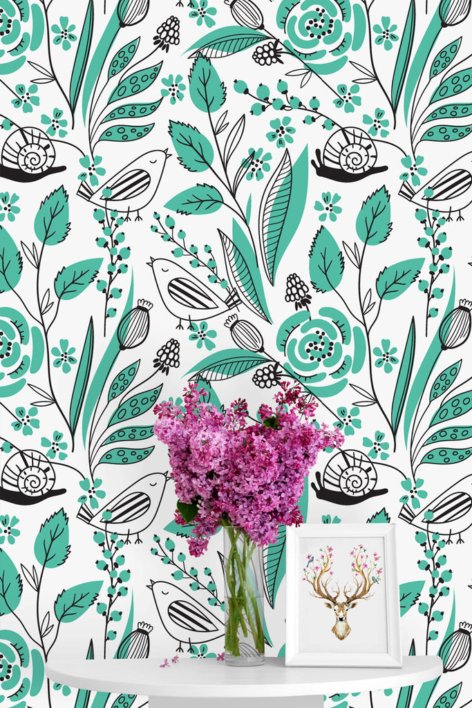uniQstiQ Floral Floral Print Wallpaper Wallpaper