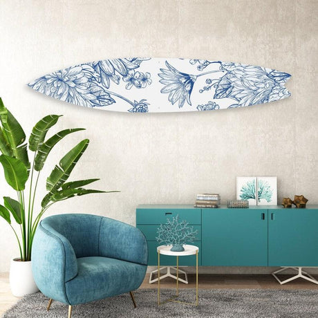 Floral Acrylic Surfboard Wall Art Contemporary Home DǸcor Printed acrylic 