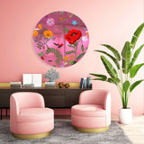 Flowers and Butterflies Mirrored Acrylic Circles Contemporary Home DǸcor Printed acrylic 